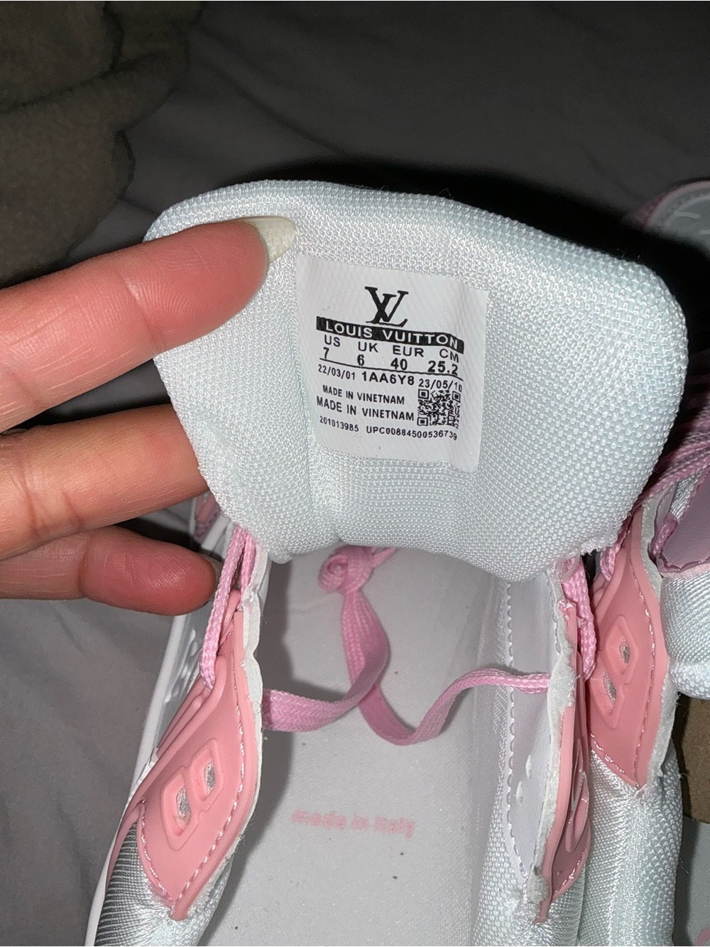 Louis Vuitton Pink & White Low-Top Sneakers - Women's - Picture 3 of 4
